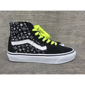 Vans Off The Wall SK8 Hi Black Star Skate Shoes with Neon Laces Size 6.5 Mens